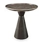 A low side table (OT900L) featuring a cast resin base with a solid maple scored wood top. Antique silver finish.: