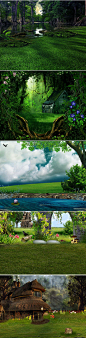 101哥特风格CG童话迷幻森林场景丛林绿色风景图片设计合成素材-淘宝网