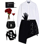 A fashion look from November 2015 featuring shirts & tops, black knee length skirt and black high heel shoes. Browse and shop related looks.