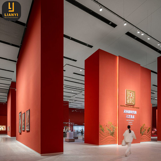 中国工艺美术馆展示墙木质高大形象墙体定制...
