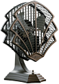 Art Deco Fan: Art Deco is Anti Design, and recycling old pieces. It has unconventional looks  and radical design. In this fan there is Irony and wit that come along with the design.