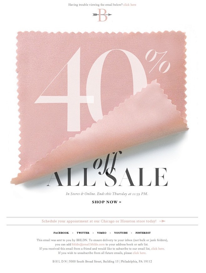 40% off sale - email...