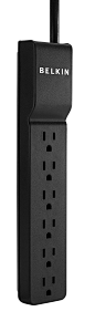 Amazon.com: Belkin 6-Outlet Home and Office Power Strip Surge Protector with 4-Foot Power Cord and Regular Plug, 720 Joules, Black (BE106000-04-BLK): Home Audio & Theater