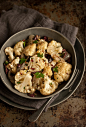 roasted cauliflower salad with anchovies, olives and capers #采集大赛#