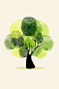 绿色发财树指纹创意插画艺术画平面设计树叶素材小清新浪漫绘画《指纹树》，用指纹和不同的绿色色彩，创意的拼绘而成。