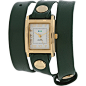 La Mer Emerald Simple Wrap Watch Emerald and Gold Case