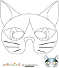 hongdoufan.com 可爱的猫咪面具手工课可打印图纸下载