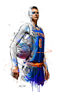 Kristaps Porzingis : For the All-Star Weekend, my painting of Kristaps Porzingis,the new star of New York Knicks.