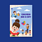 Poster template with children's day concept design Free Vector