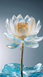 transparent lotus, glasslotus, sss material, lotus, glass texture, transparent plastic, inorganic flower, futuristic flower, surrealism, fantasy art, white gradient background, clean and transparent, plastic texture, bright, realistic super detailed rende