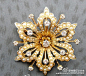  维多利亚时期古董钻石珍珠星芒胸针吊坠设计