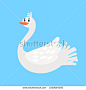 Swan funny cartoon bird icon on blue background, ector illustration