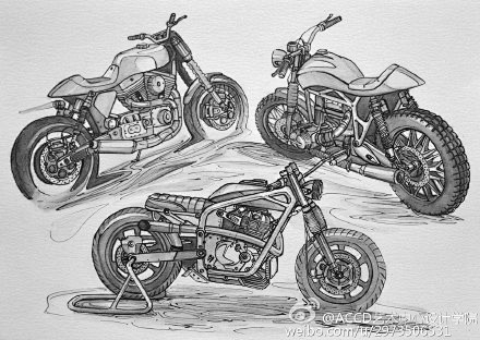 一本关于摩托车的素描集，有没有被帅到？