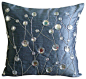 Dew Drop Diamond Dull Blue Silk Throw Pillow Cover, 26x26 contemporary-decorative-pillows