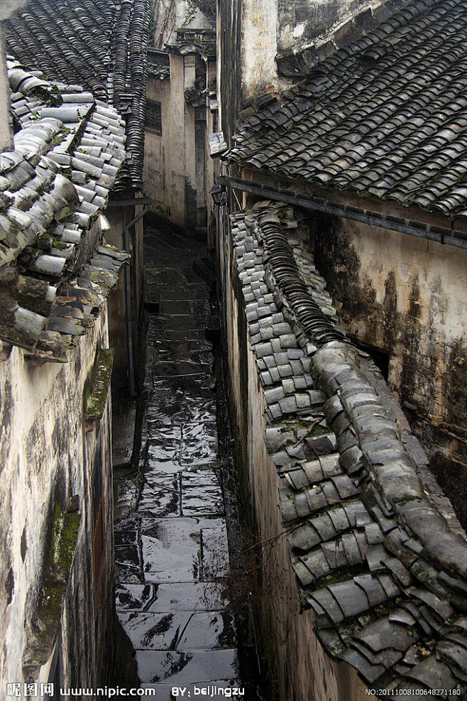 石板路 【江南小巷雨后青石板路】<br/...