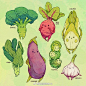 #画画干货#拟人化的小蔬菜们，也太可爱了吧！ 作者：Johanna Puhl ​ ​​​ ​​​​