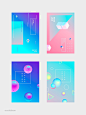 彩色液体流体几何图形时尚元素海报