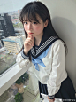 明日ちゃんのセーラー服のコスプレ cos