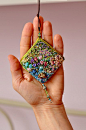 french knot brooch or pendant finished by moligami, via Flickr