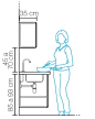 设计参考，厨房炒菜时的橱柜尺寸侧面剖面图。