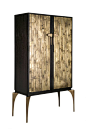 TENOCH CABINET BY HAMILTON CONTE PARIS | Storage cabinet in with finish oak veneer, layered brass door facades and cast brass legs and handles | See more at: www.bocadolobo.com #moderncabinets #luxurycabinets: 
