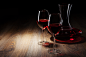 Download wallpaper wine, red, glass, glasses, decanters, table, black background, miscellanea resolution 5358x3572