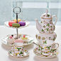 英式出口W家下午茶骨瓷茶具组欧式红茶套装奶茶壶蛋糕盘咖啡杯碟
