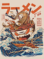 国潮浮世绘插画创意复古古典中国风日系传统文化衍生参考