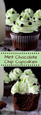 Super soft Chocolate Cupcakes topped with creamy Mint Frosting. If you love Mint Chip Ice Cream - try these Mint Chocolate Cupcakes