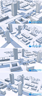 3D模型低面体城市C4D模型3D城市场景三维模型白模