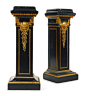 A PAIR OF LOUIS XVI STYLE GILT BRONZE MOUNTED EBONIZED PEDESTALS FRANCE, LATE 19TH CENTURY: 