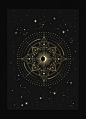 Protection Talisman art print in gold foil and black paper with stars and moon by Cocorrina