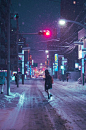 Winter time street lights, Japan