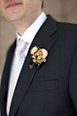 Golden boutonniere | Photography: Cristina G Photography - cristinagphoto.com  Read More: http://www.stylemepretty.com/little-black-book-blog/2014/05/29/chic-spring-brunch-wedding-in-chicago/