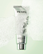 Photo by Prada Beauty on November 04, 2023. May be an image of one or more people, makeup, hair product, fragrance, hand cream, lotion, cosmetics and text that says 'PRADA AUGMENTED CLEANSER'.