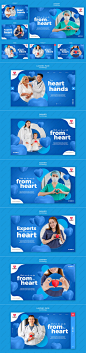 6款蓝色医疗医护人员心形爱心横向海报PSD模板.jpg