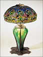 Peacock lamp, Tiffany Studios, 1900–1910. Leaded and blown glass, bronze.