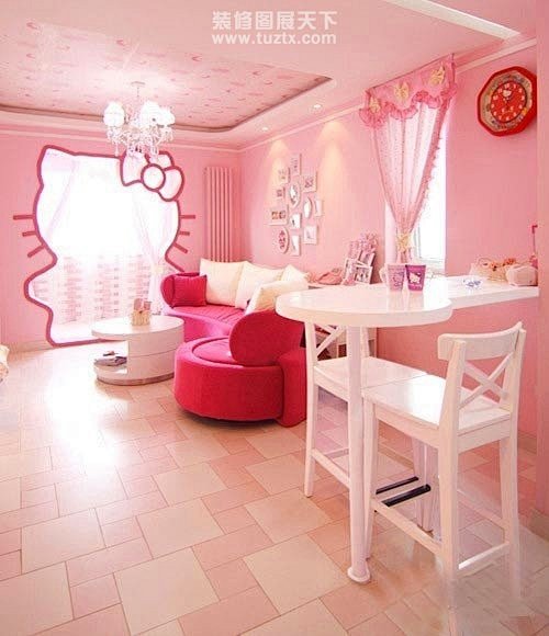 最新粉色客厅装修效果图