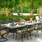 室外白色铸铝桌椅 户外休闲欧式家具 庭院花园露天十二人长方桌椅-淘宝网