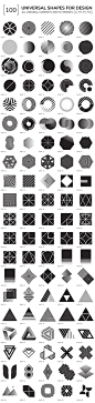 潮流未来派几何抽象形状&无缝拼接图案矢量素材合辑 100 geometric shapes Part 1 :  