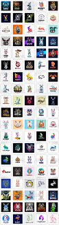 小兔子电竞吉祥物白兔标志店标商标徽标图标logo平面设计素材动物-淘宝网