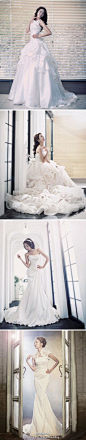 分享四款不同类型甜美气质的婚纱，抹胸蓬蓬裙VS蕾丝鱼尾裙，你喜欢哪一款呢~~