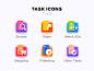 Task Icons By Taro app ui type icon illustration flat vector colorful task business automate