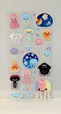 Kawaii Jelly Fish epoxy Sticker - Scrapbooking, korean stickers, under the sea, underwater, diary stickers, planner stickers : This is a must-have for decorating scrapbook pages, personalized cards, invitations, photo albums, gift tags and other craft pro