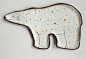 Bear plate  polar bear ceramic plate with polka dot by clayopera, $35.00