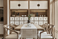 新中式客厅餐厅实木原木色餐桌椅 别墅大厅民宿原木色样板房家具