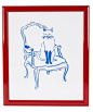 Cat On A Rococo Chair Small Framed Print