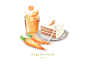 果汁饮料 餐饮美食 面包 胡萝卜汁 淡彩手绘 水彩插画PSD_平面设计_绘画插图