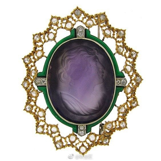 欧洲古董紫水晶浮雕珠宝 ​​​​

#古...