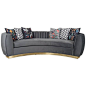 Modern Art Deco Style Sofa with Long-Arm Tufting Charcoal Velvet